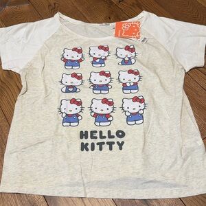 Uniqlo Sanrio Hello Kitty Graphic Raglan Light Gray Short Sleeve Cropped Tee